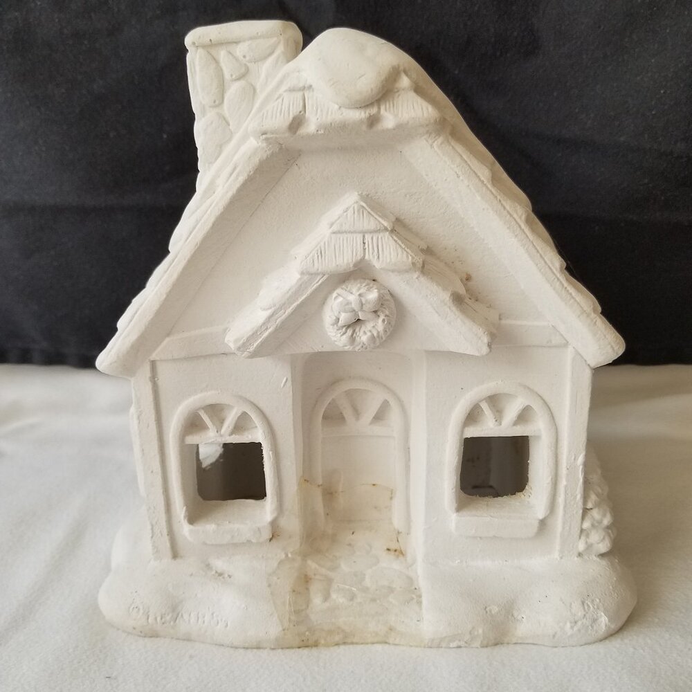 VTG Ready-To-Paint Plaster Toy Shop Building -Village/Town Christmas ~ NOS